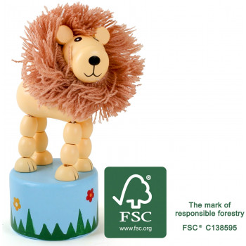 Dancing Lion 12 legler small foot Druecktier Loewe FSC