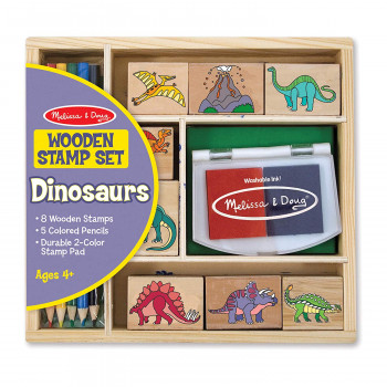 Melissa & Doug Dinosaurs Wooden Stamp Set Dinosaurs with 8 Stamps 8 VAcBcardL