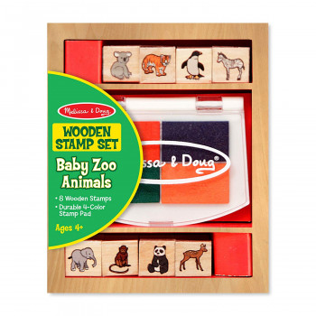 Melissa & Doug Baby Zoo Animals Wooden Set with 8 4 Colour Stamp Pad 5 bcssuCrL