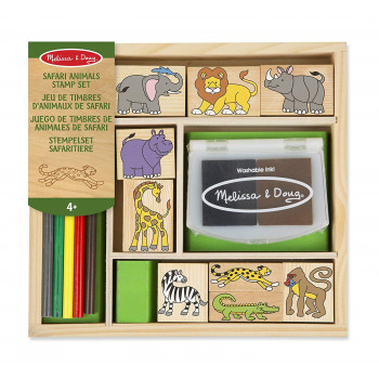 Melissa & Doug Safari Animals Wooden Stamp Set with 9 Stamps 7 oSv PUgnL